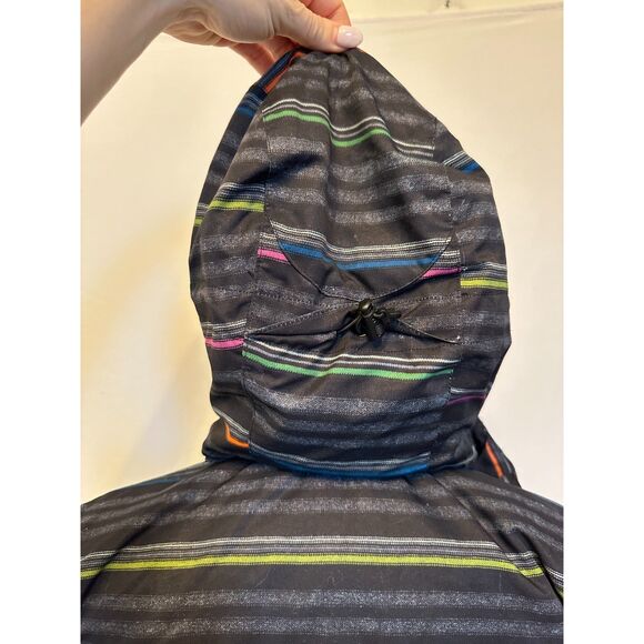ROXY Ski Winter Coat Gray & Multicolored Stripes Size Medium - Picture 6 of 8